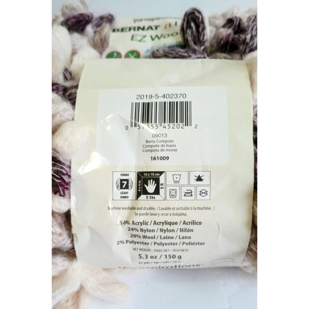 Bernat Alize EZ Wool Loop 161009 Berry Compote (2)Yarn Skein, Super Bulky 6 - Picture 2 of 2